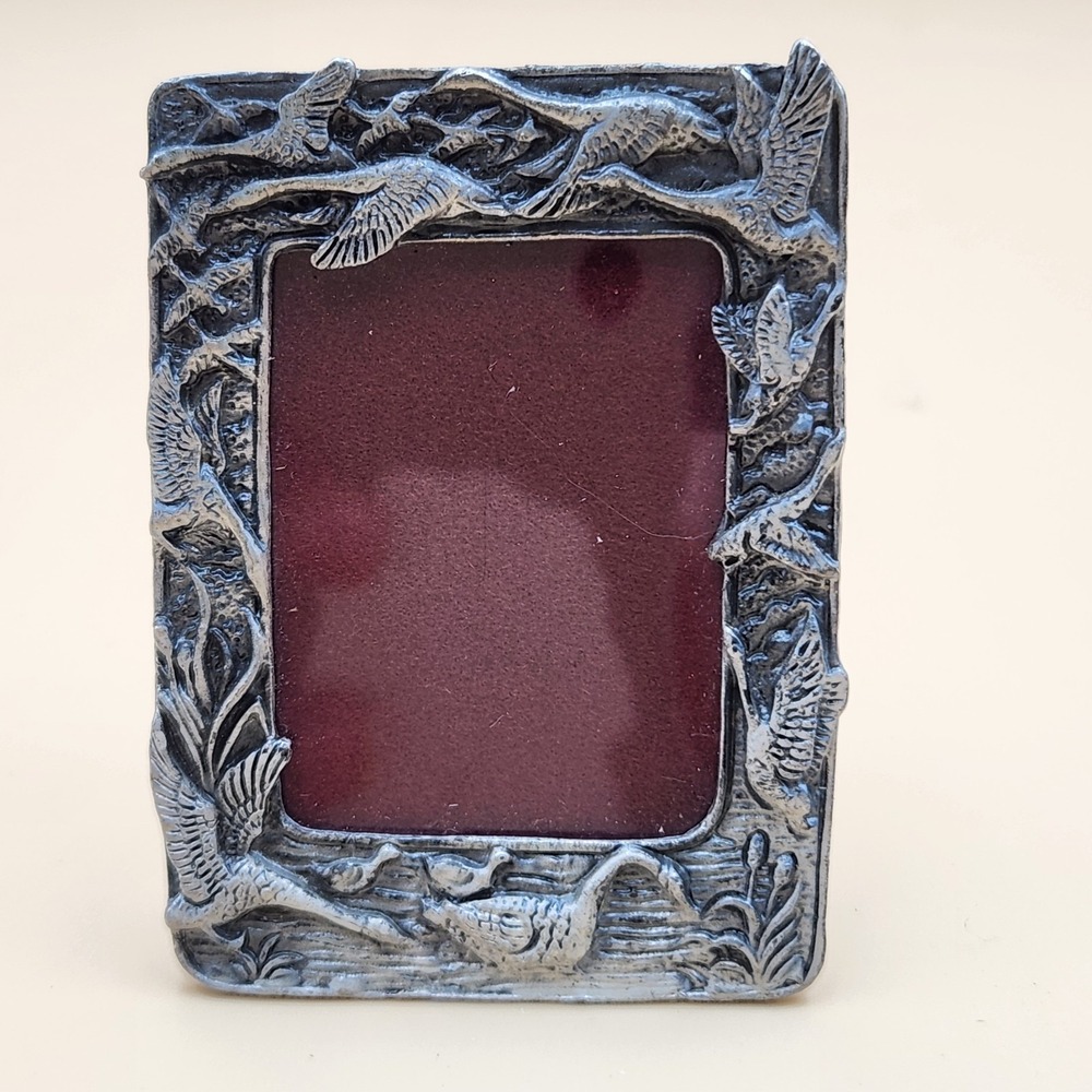 Arthur Court 1990 Vintage Mini Photo Picture Frame Goose Outdoor Geese Pewter